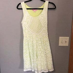 Yellow and white lacy dress